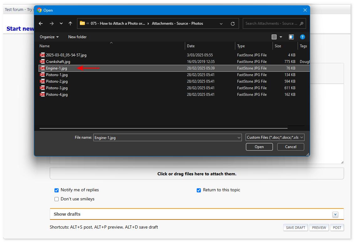 Select a file to attach