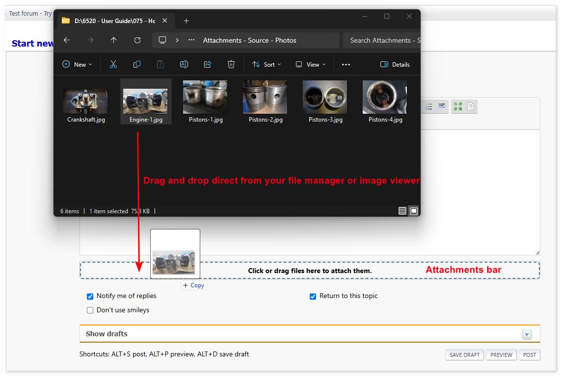 Drag and drop direct from file manager