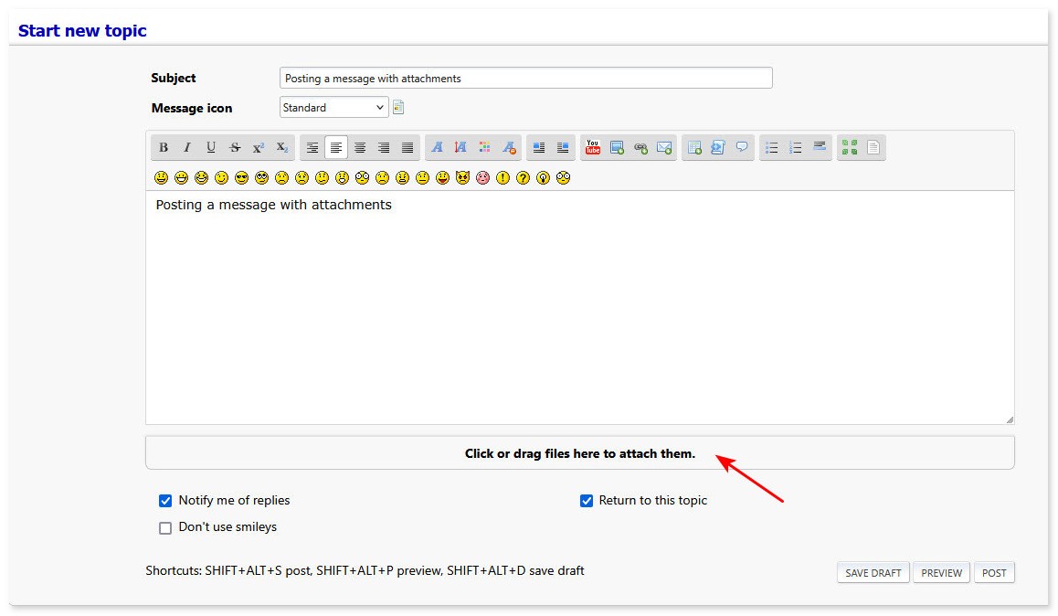 Click on the attachment bar