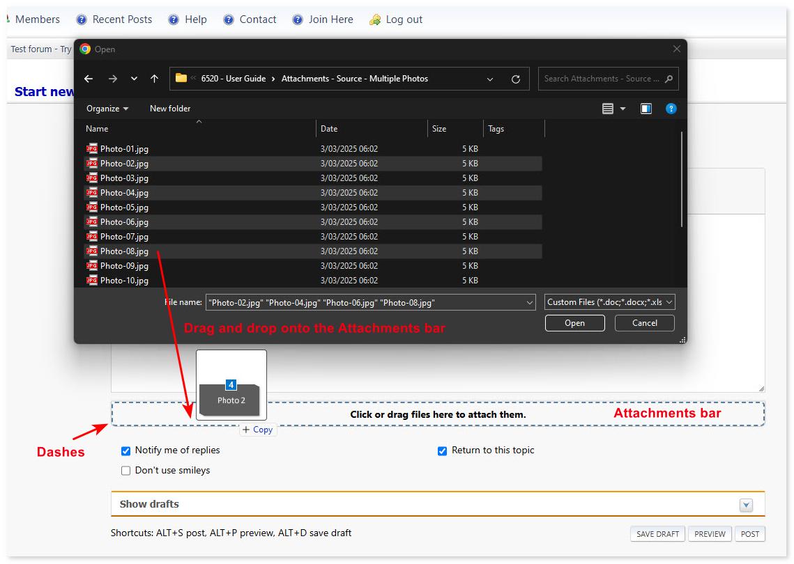 Add files using drag and drop