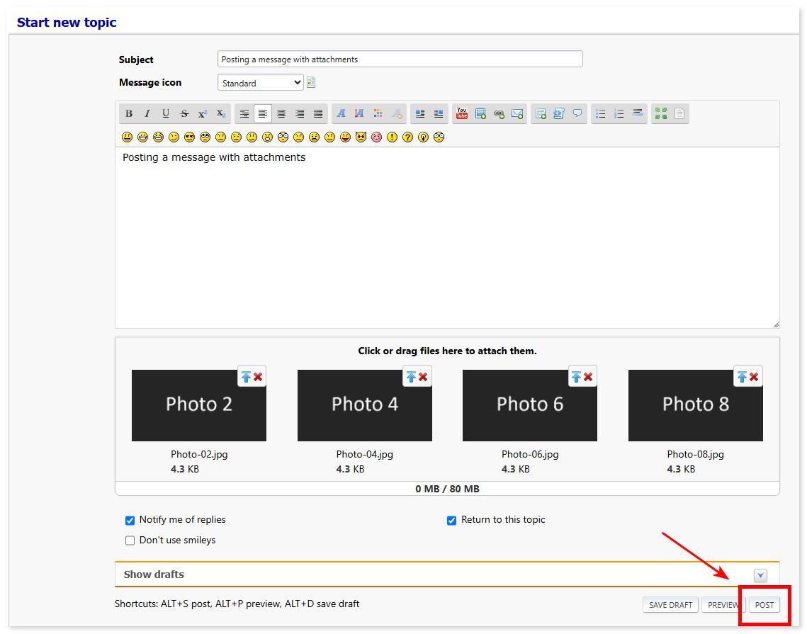 Post message with attachments